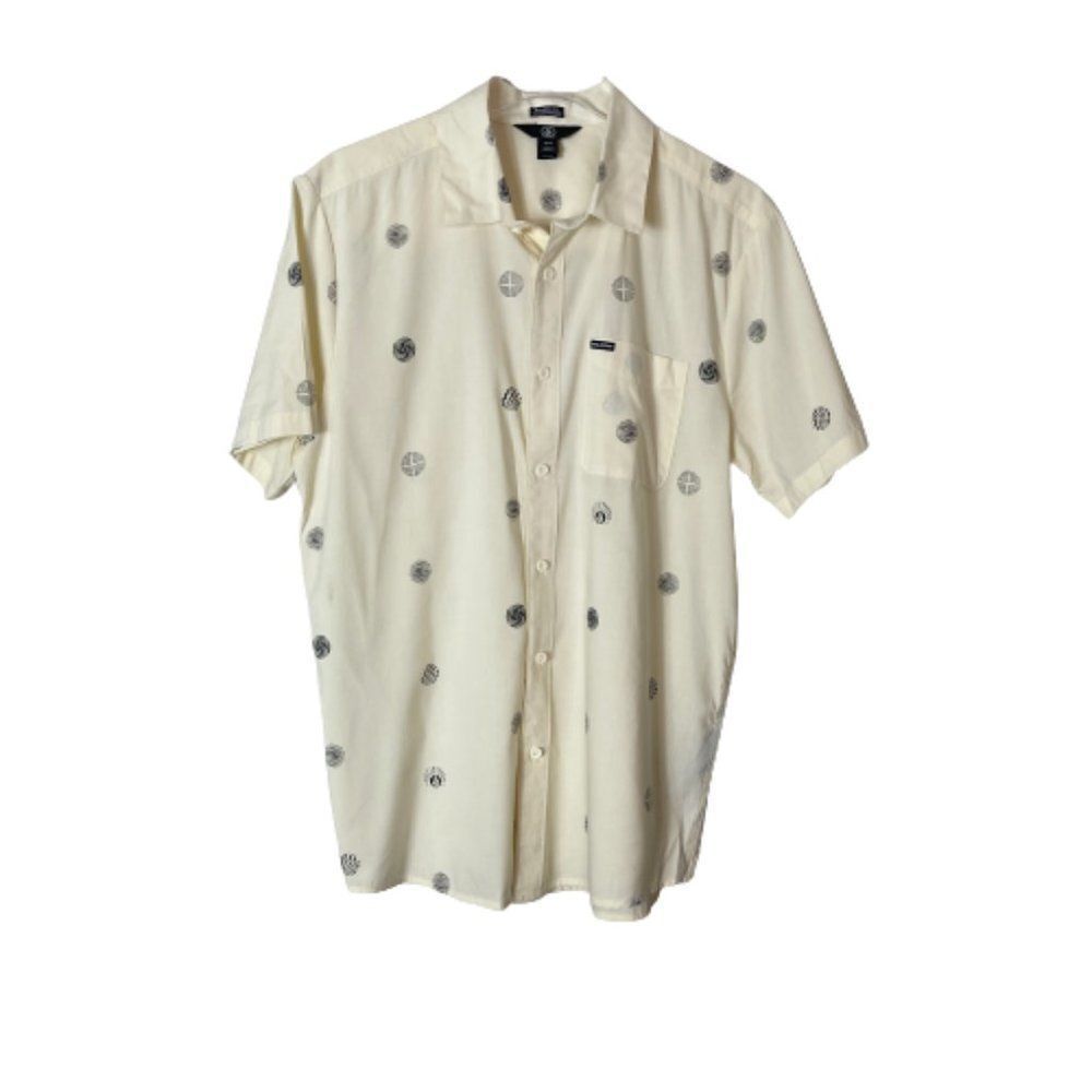 Volcom Cream and Black Casual Button Down Shirt